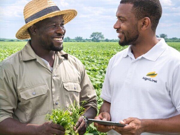 Partner discussing with farmer
